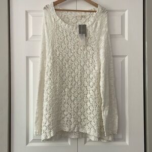 Anthropologie white knit chunky sweater
